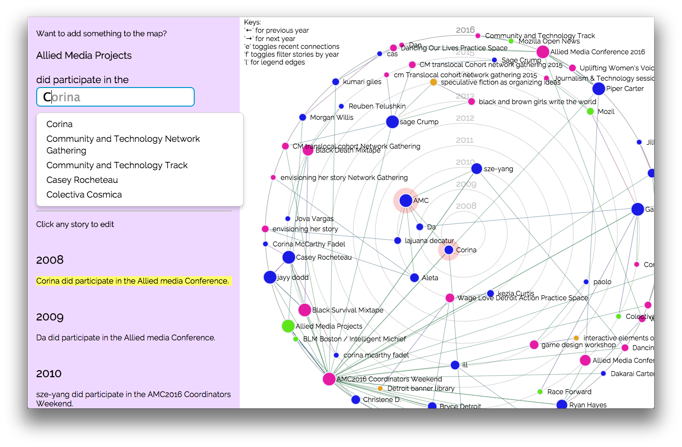screenshot of ripple mapping tool