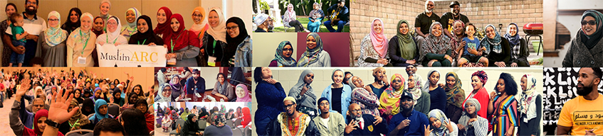 a collage of photos of muslimARC people and events