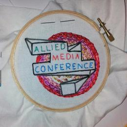 from Kat Aaron’s embroidery workshop in the radical textiles skillshare at AMC2013. Photo by Nina Bianchi.
