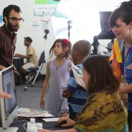 AMP staff teach video production and green-screening at the Allied Media Conference 