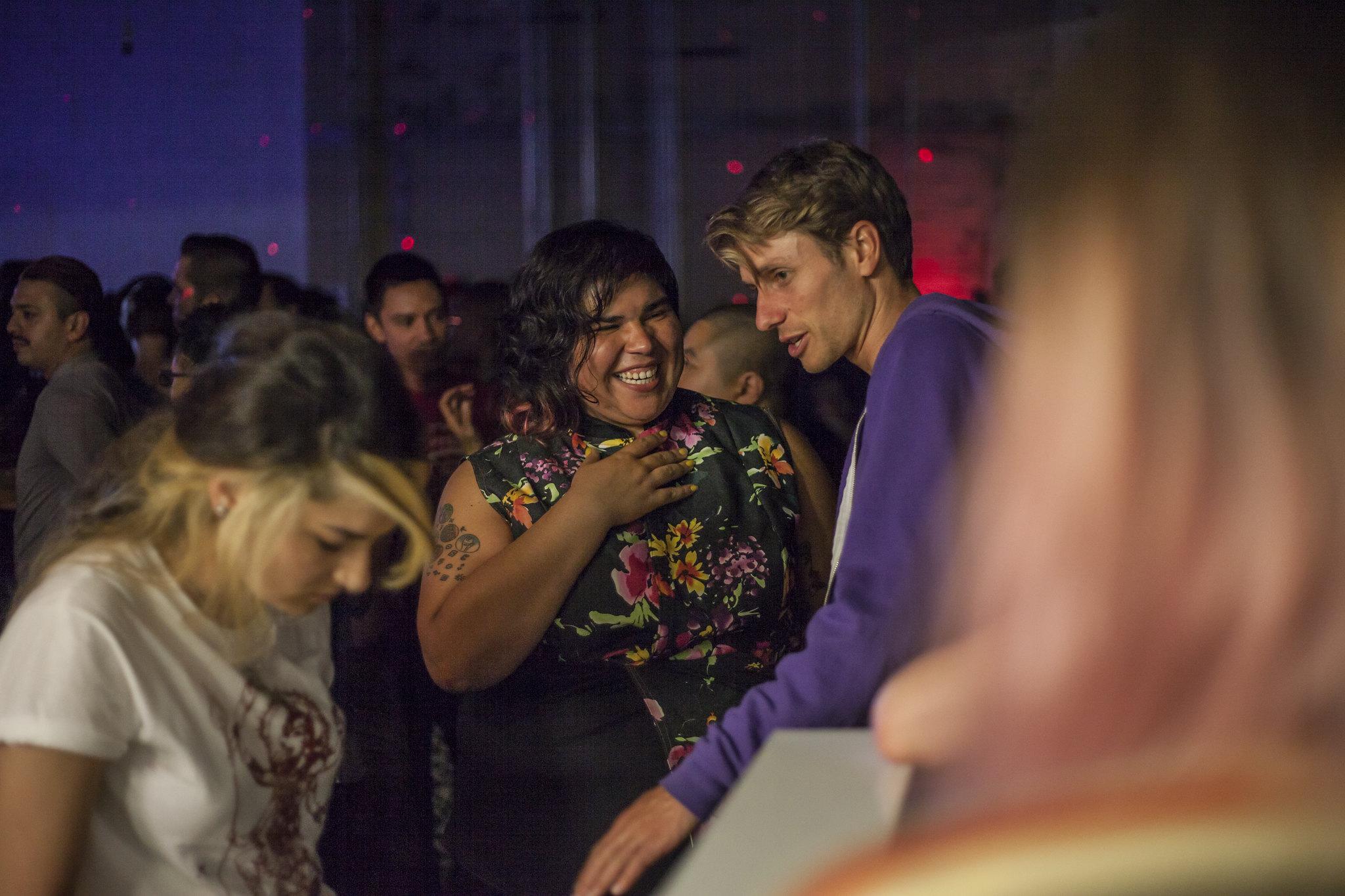 Diana Nucera having fun talking to friends