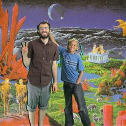 Jake and Jadon in a digital image they made at the 2013 Future Landscapes workshop