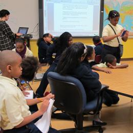 A fishbowl discussion in Ms. Gross’s 5th grade class